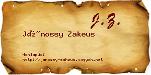 Jánossy Zakeus névjegykártya